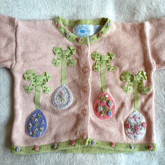 12-18 mths - Infant Easter Egg Knit Sweater - Vintage Hartstrings - Picture 1 of 11